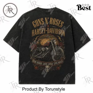 Guns N' Roses Vintage Washed Biker Graphic T-Shirt