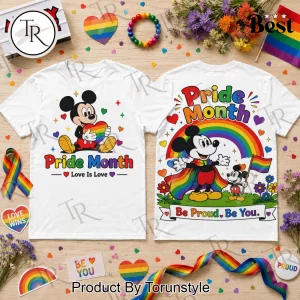 Mickey Mouse Pride Month Love Is Love Rainbow T-Shirt
