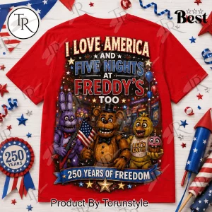 FNAF Freddy Fazbear America 250 Years of Freedom Commemorative Gaming Graphic T-Shirt