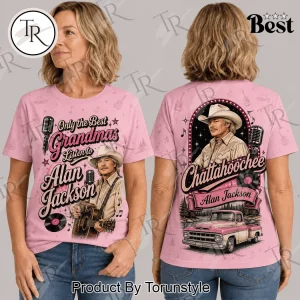 Only The Best Grandmas Listen To Alan Jackson Country Western Retro Pink T-Shirt