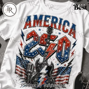 AC DC America 250 Years of American Spirit 1776-2026 Patriotic Rock Band Graphic T-Shirt