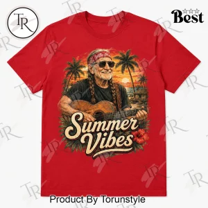 Willie Nelson Country Music Summer Vibes Retro Double Sided Graphic T-Shirt