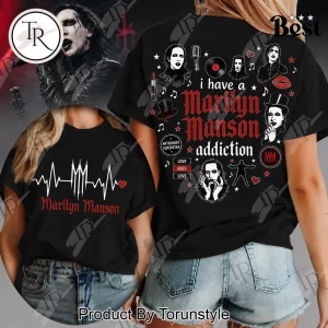 Marilyn Manson Heartbeat EKG Gothic Rock Band Merch Graphic T-Shirt