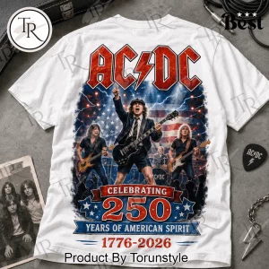 AC DC America 250 Years of American Spirit 1776-2026 Patriotic Rock Band Graphic T-Shirt