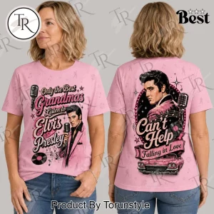 Elvis Presley Only The Best Grandmas Retro Pink Graphic T-Shirt