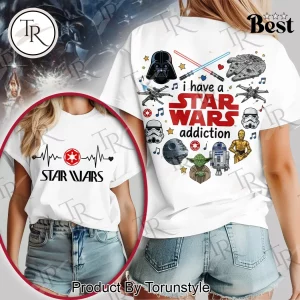 Star Wars Addiction Heartbeat Funny Sci-Fi Fan Graphic T-Shirt Star Wars Addiction Heartbeat Funny Sci-Fi Fan Graphic T-Shirt