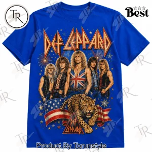 Def Leppard Red White and Blue Patriotic Vintage Rock Band Graphic T-Shirt