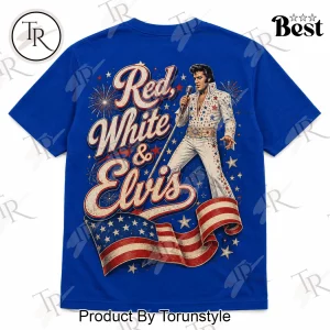 Elvis Presley The King Patriotic Red White and Blue Vintage Graphic T-Shirt