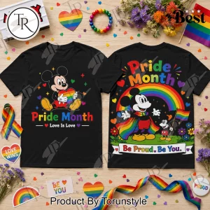 Mickey Mouse Pride Month Love Is Love Rainbow T-Shirt