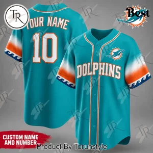 Miami Dolphins NFL Custom Name Number Baseball Jersey