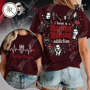 Marilyn Manson Heartbeat EKG Gothic Rock Band Merch Graphic T-Shirt