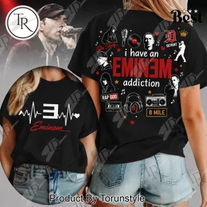 Eminem Slim Shady Rap God Heartbeat Double-Sided Graphic Hip Hop T-Shirt