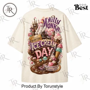 Retro Willy Wonka Candy Land Ice Cream Day Aesthetic Oversized T-Shirt