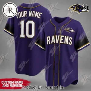 Baltimore Ravens Custom Name Number NFL Baseball Jersey
