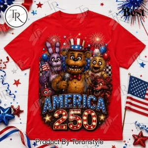 FNAF Freddy Fazbear America 250 Years of Freedom Commemorative Gaming Graphic T-Shirt