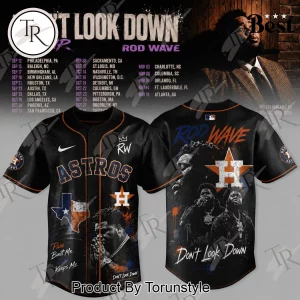 Rod Wave Don’t Look Down Tour Houston Astros MLB 2026 Edition Black Baseball Jersey