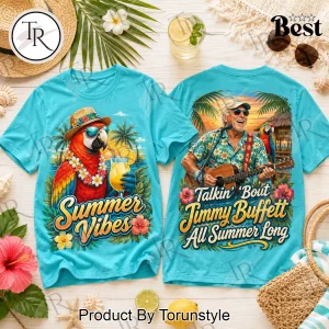Jimmy Buffett Tribute Talkin Bout Jimmy All Summer Long Tropical Beach Graphic T-Shirt