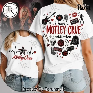 Motley Crue Rock Band I Have An Addiction Heartbeat Graphic T-Shirt