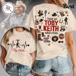 Toby Keith Country Music Fan Tribute Heartbeat Graphic Double Sided T-Shirt