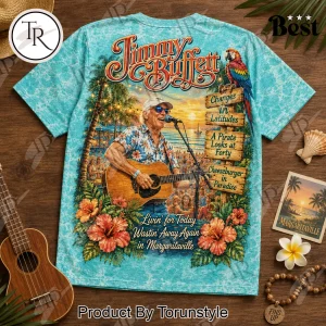 Jimmy Buffett Tribute Premium All Over Print Tropical Hawaiian Style T-Shirt