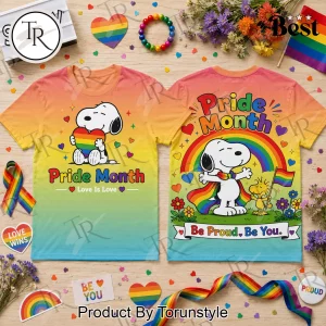 Snoopy Pride Month Love Is Love Rainbow Graphic T-Shirt