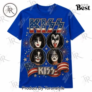 KISS Band Patriotic American Flag Vintage Rock Graphic T-Shirt