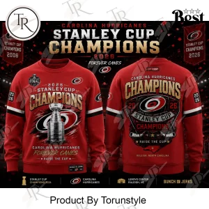 Carolina Hurricanes 2026 Stanley Cup Champions Commemorative Graphic Red Pullover Hoodie