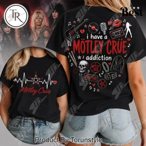Motley Crue Rock Band I Have An Addiction Heartbeat Graphic T-Shirt