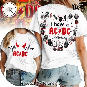 AC/DC Fan Addiction Heart Design Premium T-Shirt
