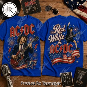 AC/DC Patriotic Red White and Blue Angus Young Vintage Graphic T-Shirt AC/DC Patriotic Red White and Blue Angus Young Vintage Graphic T-Shirt