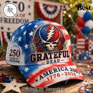 Grateful Dead 250 Years of Freedom USA Flag Skull and Roses Classic Cap