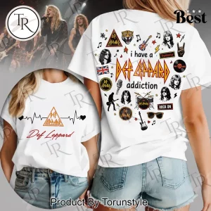Def Leppard Heartbeat Addiction Retro Rock Band Graphic T-Shirt Def Leppard Heartbeat Addiction Retro Rock Band Graphic T-Shirt