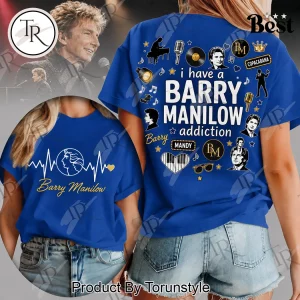 Barry Manilow Heartbeat Lover I Have An Addiction Double-Sided Graphic T-Shirt