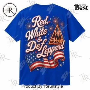 Def Leppard Red White and Blue Patriotic Vintage Rock Band Graphic T-Shirt