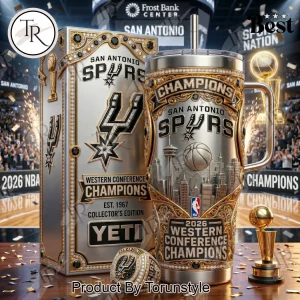 San Antonio Spurs 2026 Western Conference Champions Luxury 3D Embossed Collector’s Edition Insulated Stainless Steel Handle Tumbler