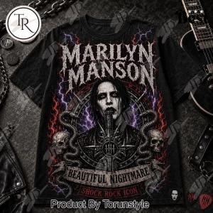 Marilyn Manson Band Merch “Beautiful Nightmare” Iconic Full Graphic T-Shirt