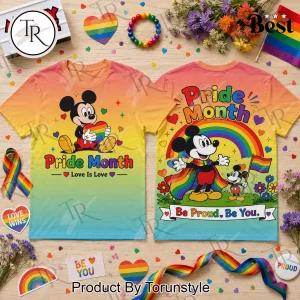 Mickey Mouse Pride Month Love Is Love Rainbow T-Shirt