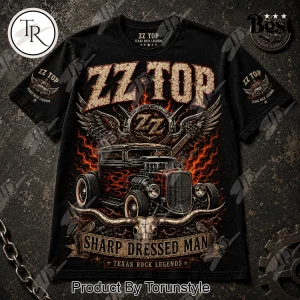 ZZ Top Texas Rock Legends Sharp Dressed Man La Grange Graphic T-Shirt