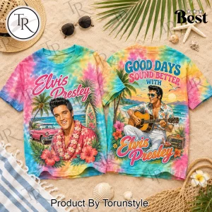 Elvis Presley Good Days Sound Better Retro Tie Dye Summer Graphic T-Shirt Elvis Presley Good Days Sound Better Retro Tie Dye Summer Graphic T-Shirt