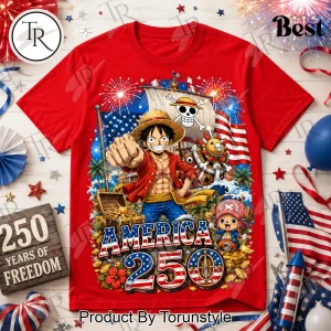 One Piece America 250 Years Of Freedom Patriotic T-Shirt