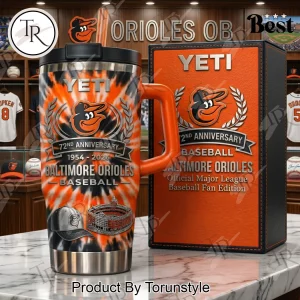 Baltimore Orioles MLB 72nd Anniversary 1954-2026 YETI Style Handle Tumbler