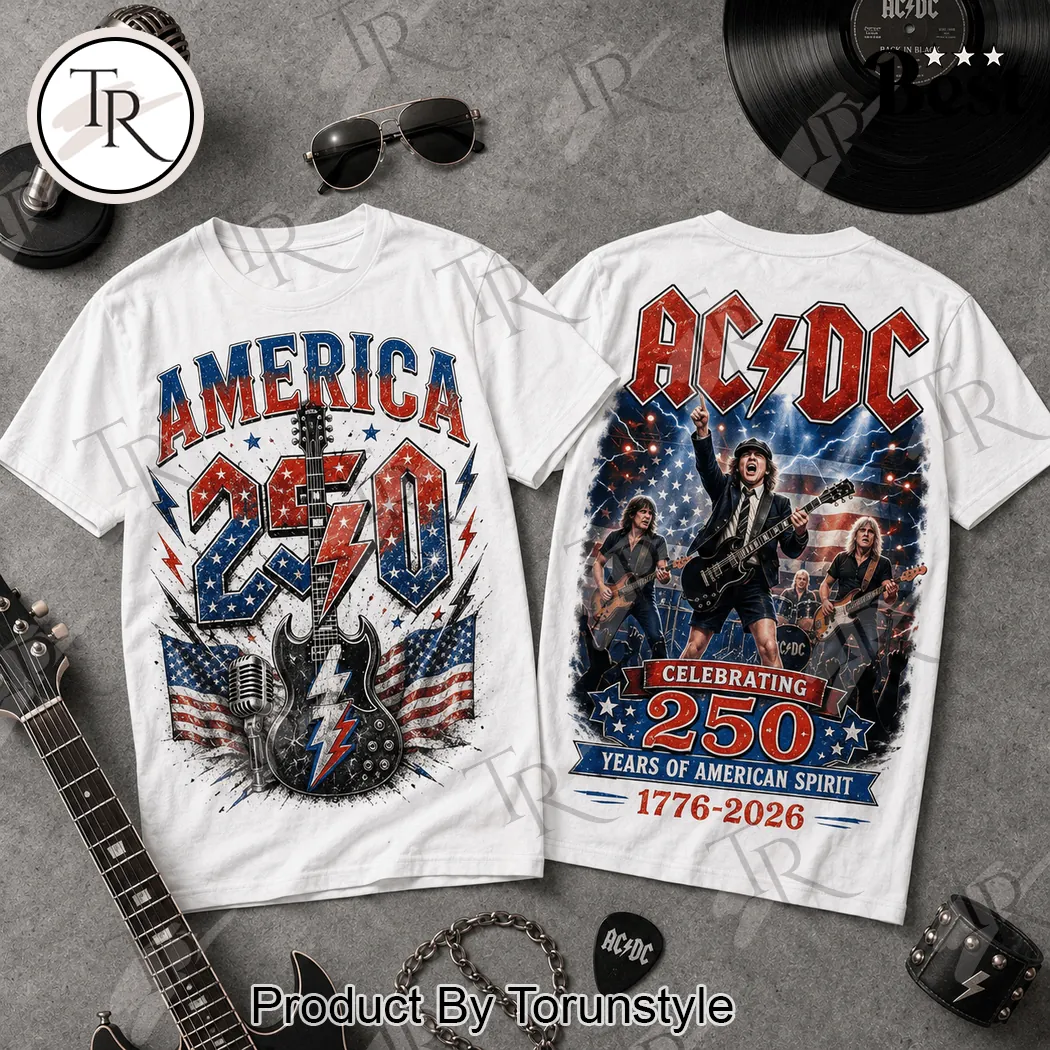AC DC America 250 Years of American Spirit 1776-2026 Patriotic Rock Band Graphic T-Shirt AC DC America 250 Years of American Spirit 1776-2026 Patriotic Rock Band Graphic T-Shirt