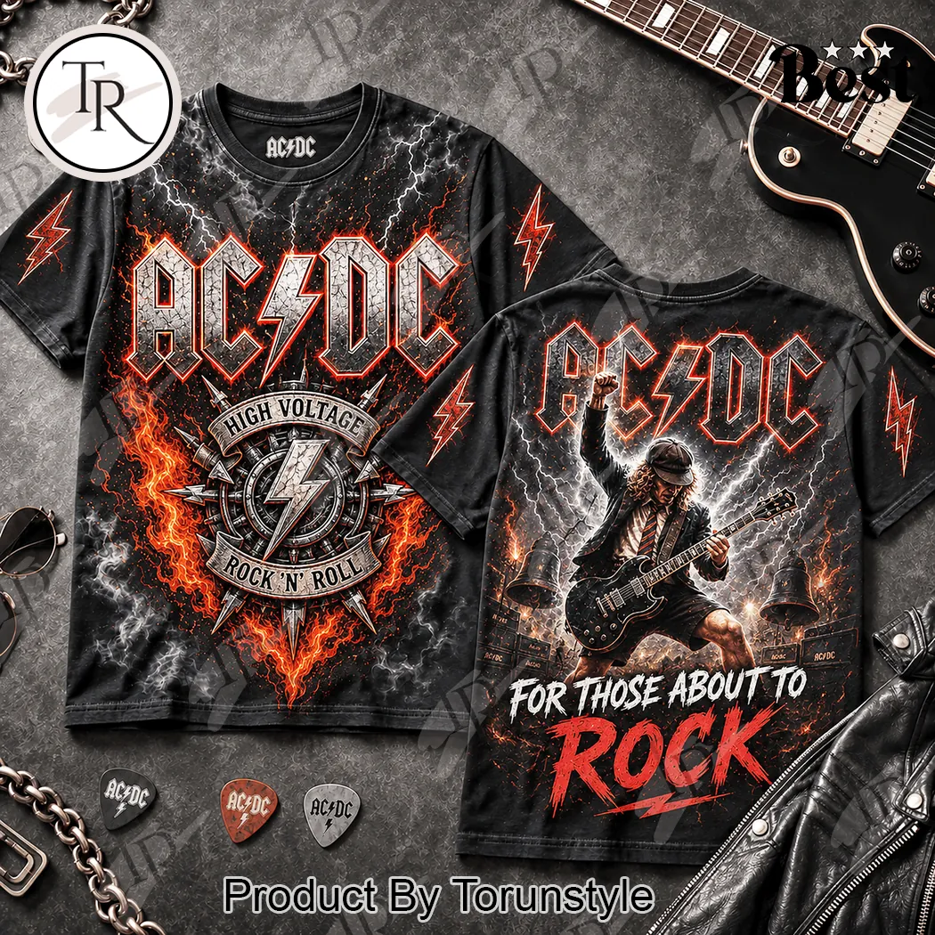AC/DC Heavy Metal Rock 'N' Roll Premium Lightning Flame Graphic T-Shirt AC/DC Heavy Metal Rock 'N' Roll Premium Lightning Flame Graphic T-Shirt