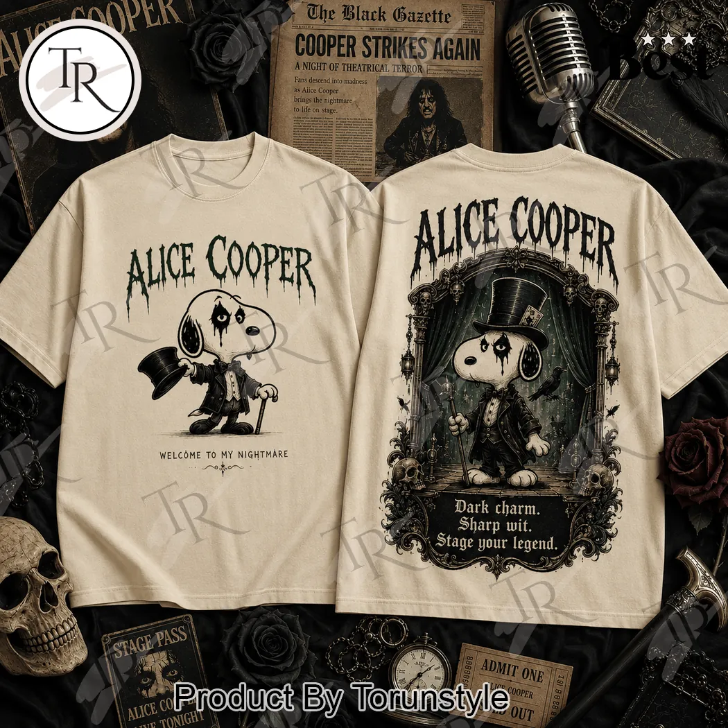 Alice Cooper Snoopy Welcome To My Nightmare Vintage Rock Graphic T-Shirt Alice Cooper Snoopy Welcome To My Nightmare Vintage Rock Graphic T-Shirt