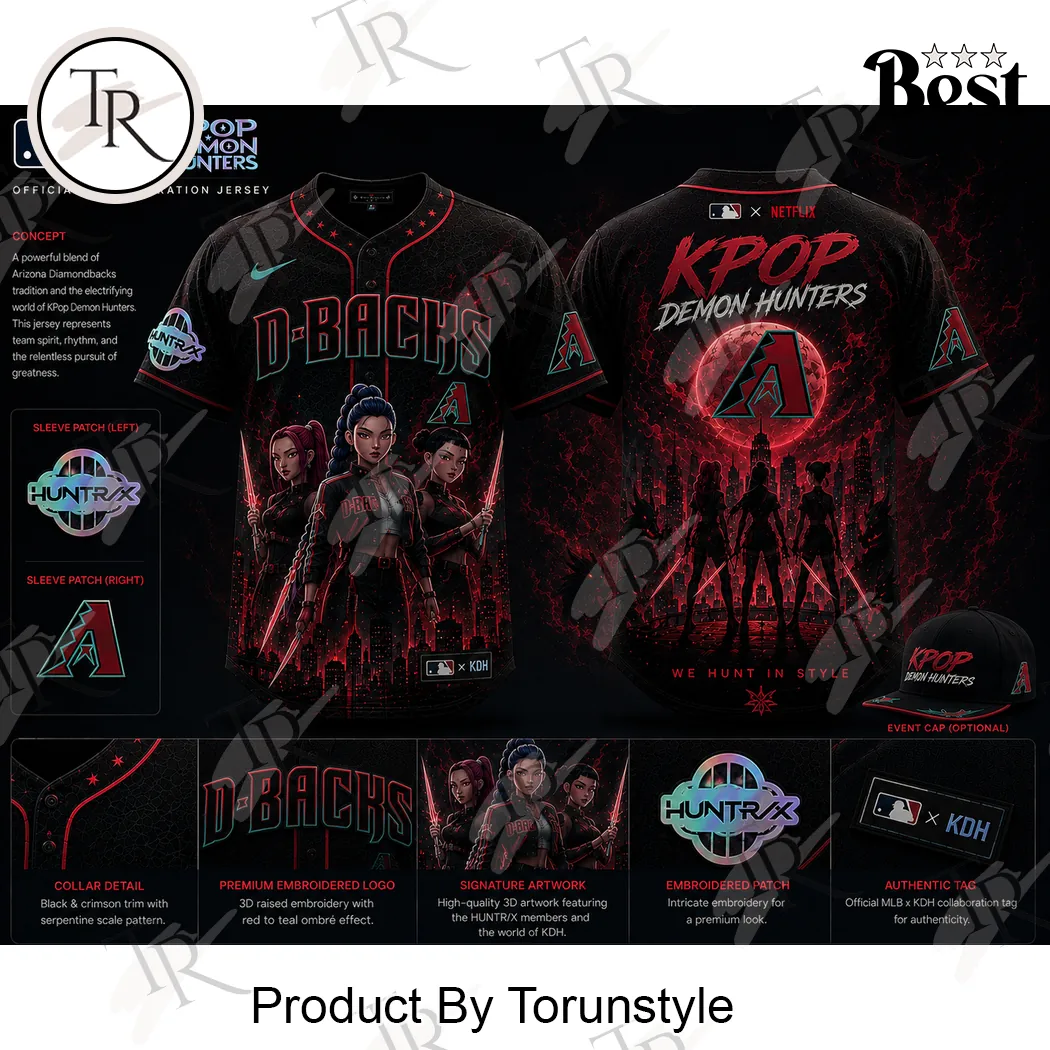 Arizona Diamondbacks x K-Pop Demon Hunters Official Collaboration Limited Edition Black Baseball Jersey Arizona Diamondbacks x K-Pop Demon Hunters Official Collaboration Limited Edition Black Baseball Jersey