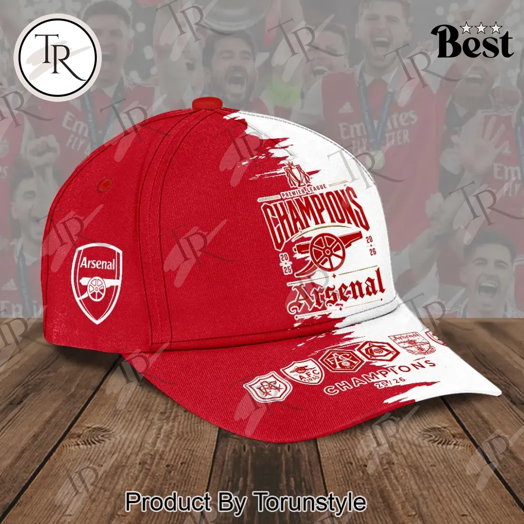 Arsenal FC Premier League Champions 25/26 Commemorative Red and White Classic Cap Arsenal FC Premier League Champions 25/26 Commemorative Red and White Classic Cap