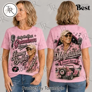 Only The Best Grandmas Listen To Jimmy Buffett Retro Pink Margaritaville Graphic T-Shirt