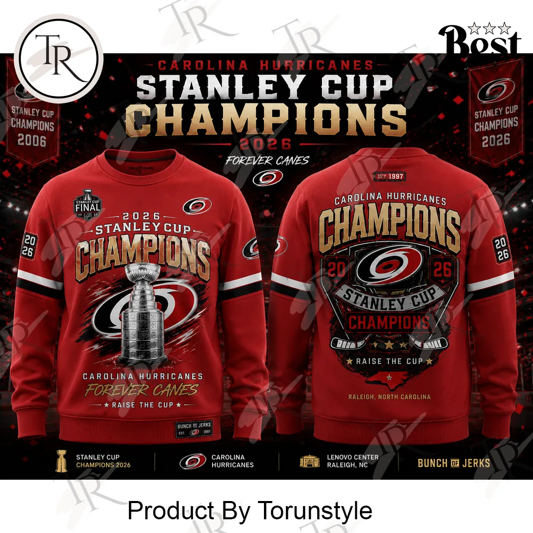 Carolina Hurricanes 2026 Stanley Cup Champions Commemorative Graphic Red Pullover Hoodie Carolina Hurricanes 2026 Stanley Cup Champions Commemorative Graphic Red Pullover Hoodie