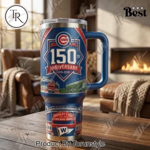 Chicago Cubs 150th Anniversary Wrigley Field Commemorative Insulated Stainless Steel Tumbler with Handle
