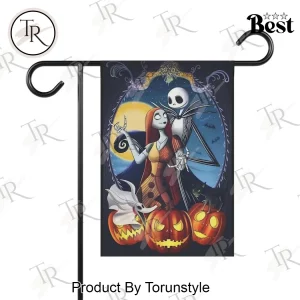 Nightmare Before Christmas Jack and Sally Spooky Halloween Outdoor Decorative Garden Flag